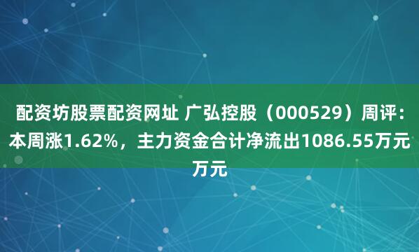 配资坊股票配资网址 广弘控股（000529）周评：本周涨1.62%，主力资金合计净流出1086.55万元